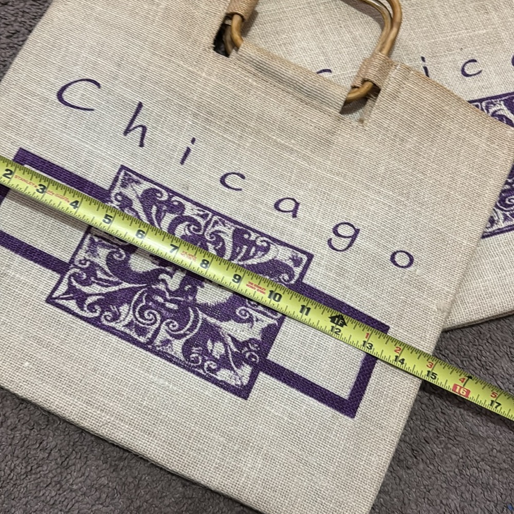 Unused “Chicago” Merchandise Marr Bamboo Handle Totes-Woven Fiber-Discoloration - Picture 11 of 16